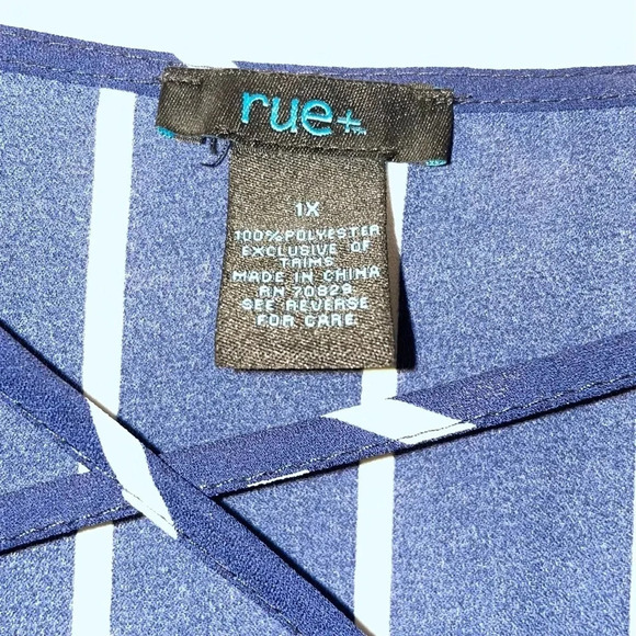 NAVY BLUE & WHITE STRIPED BLOUSE - Picture 4 of 5